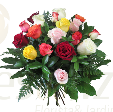 Image de 18 Roses colorées - Saint-Valentim