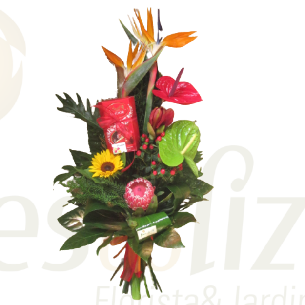 Picture of Exotic Flowers Bouquet + Chocolates