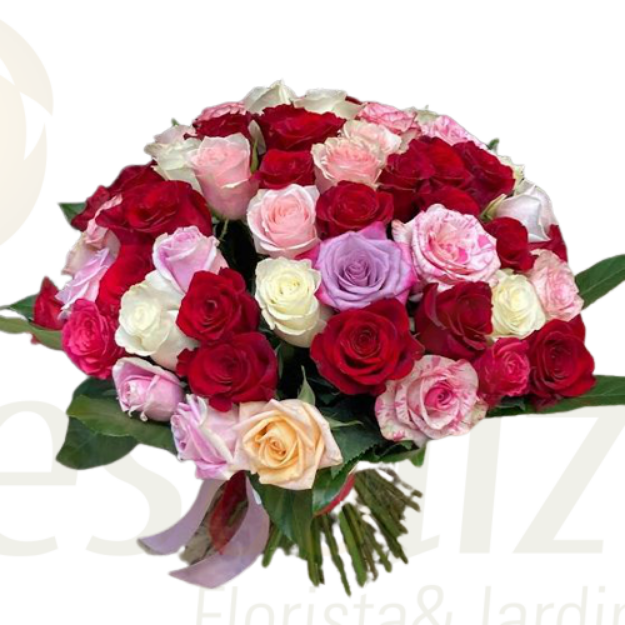 Picture of 60 ASSORTED COLORS ROSES - VALENTINE'S DAY