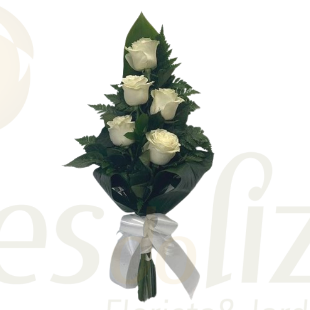 Imagem de 5 Rosas Brancas  - São Valentim 